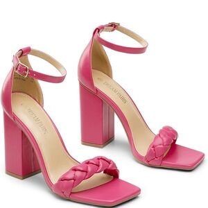 Pink Chunky Heel Sandals with Knot Detail *New*